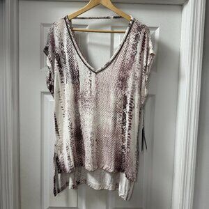 Jennifer Lopez NWT Lavender Grey Snake Print Sleeveless Embellished Top size XL